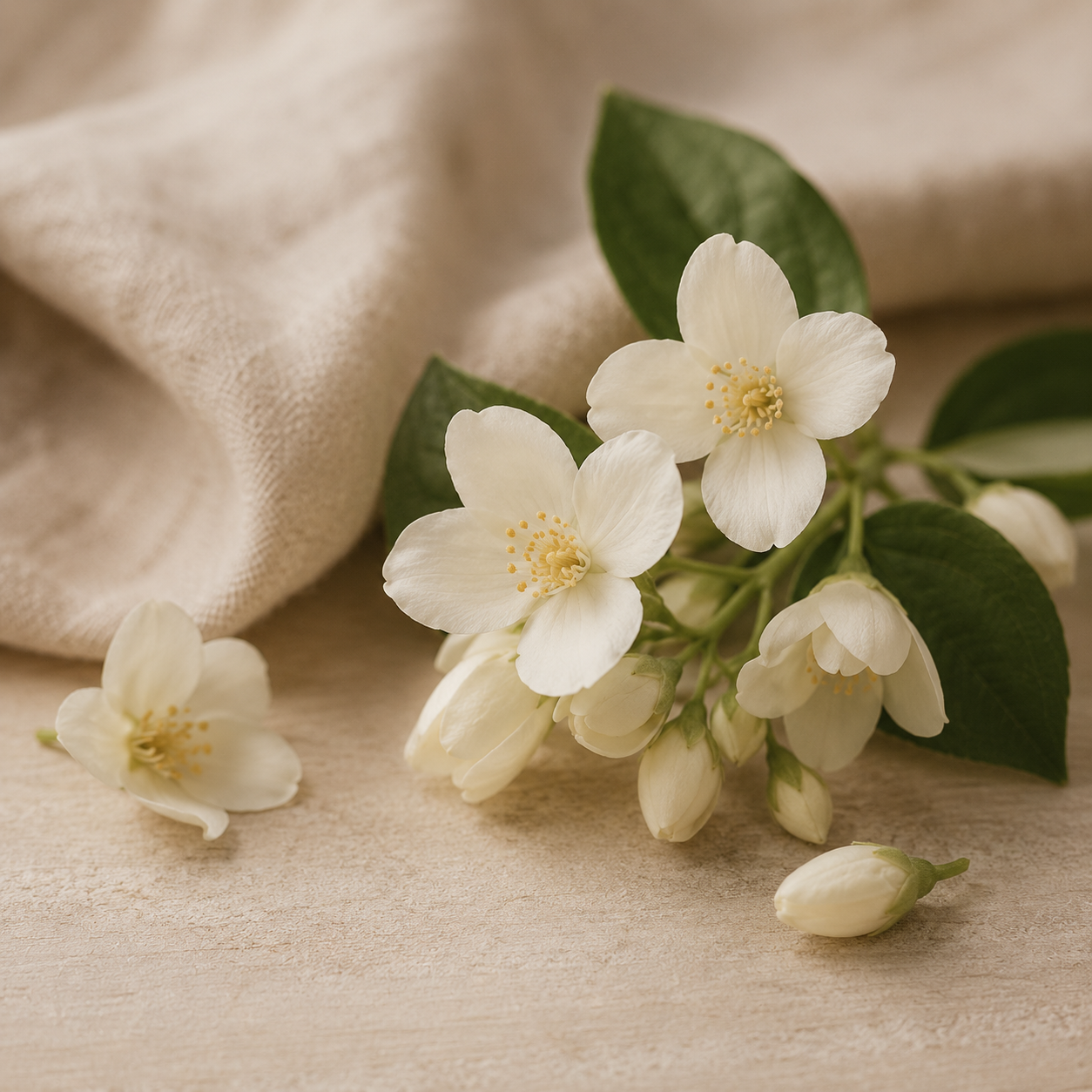 Flores blancas de jazmín que inspiran las fragancias Sensaterra